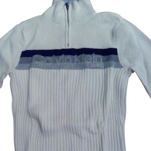 Calvin Klein  Quarter Zip Ribbed Cream Black Grey